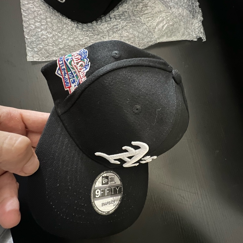 New Era Black Snapback Cap with White and Multicolor Details